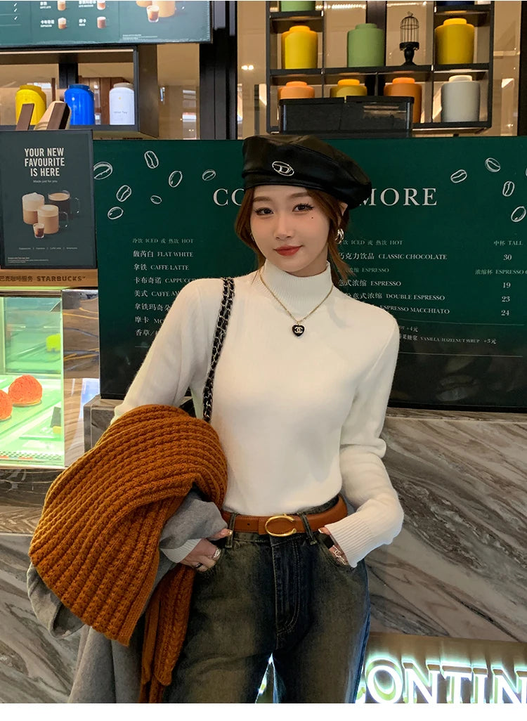 Pull col roulé doublure polaire