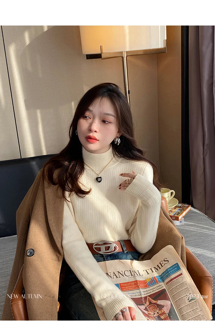 Pull col roulé doublure polaire