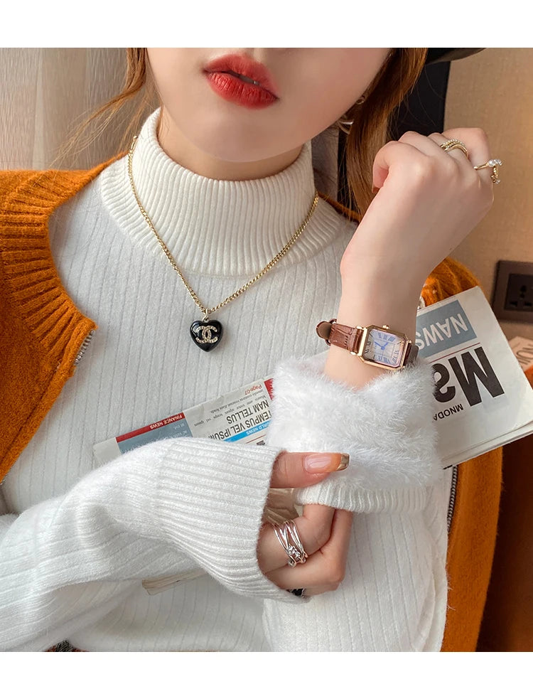 Pull col roulé doublure polaire