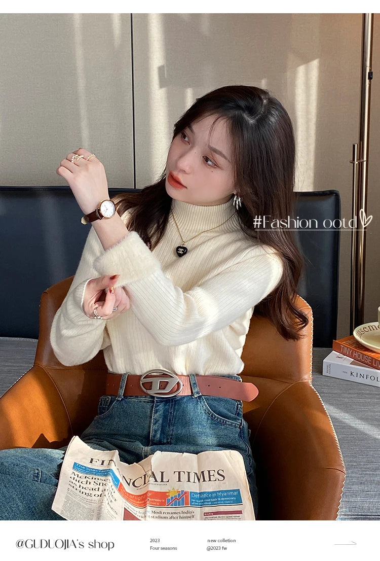 Pull col roulé doublure polaire